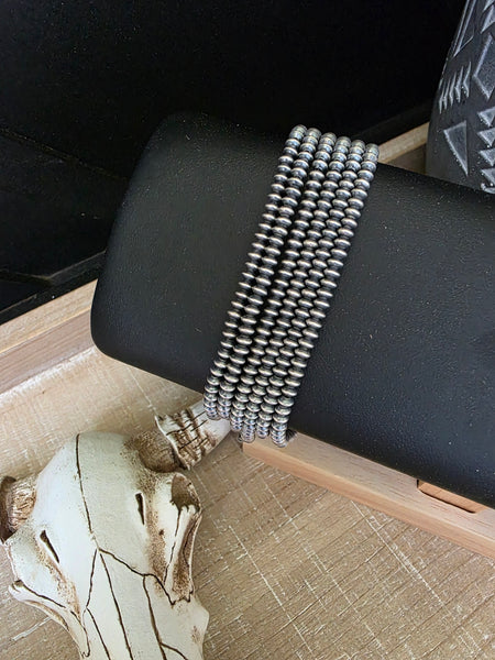 3 MM STERLING SILVER SAUCER NAVAJO PEARL BRACELET