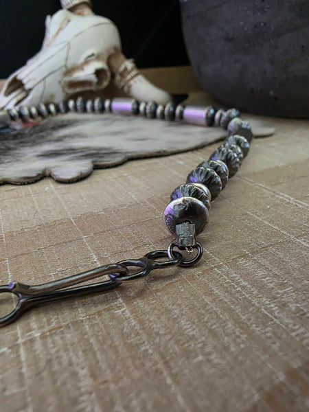 TONISHA HALEY STERLING SILVER FLUTED AND TUBE HANDMADE NAVAJO PEARLS