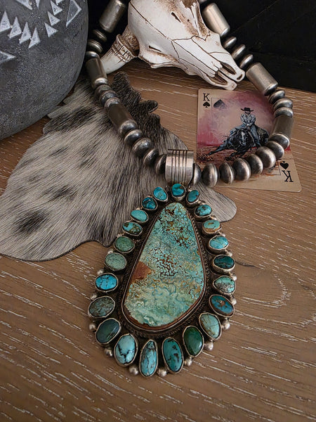 CHARLENE YAZZIE ROYSTON TURQUOISE CLUSTER PENDANT