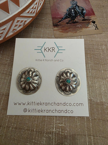 JOAN BEGAY SMALL TURQUOISE CONCHO STUDS