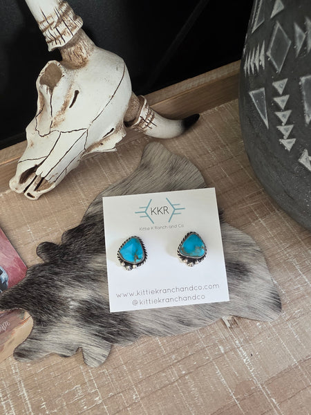 CHASSITY BELONE KINGMAN TURQUOISE NAVAJO STUDS