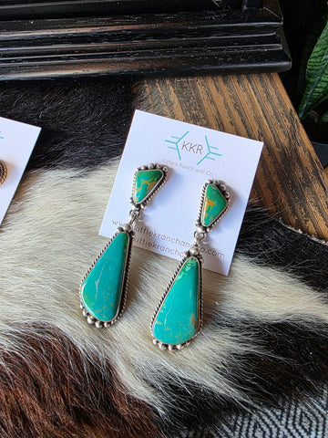 ELOUISE KEE LARGE KINGMAN TURQUOISE DANGLE