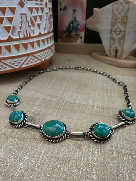 AUGUSTINE LARGO FIVE KINGMAN TURQUOISE STONE CHOKER NECKLACE