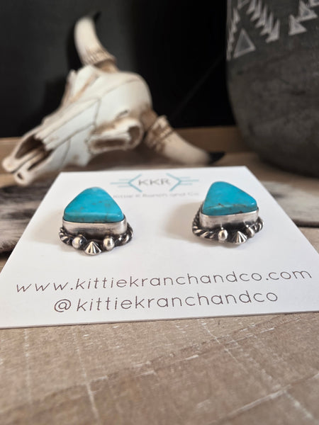 CHASSITY BELONE KINGMAN TURQUOISE NAVAJO STUDS
