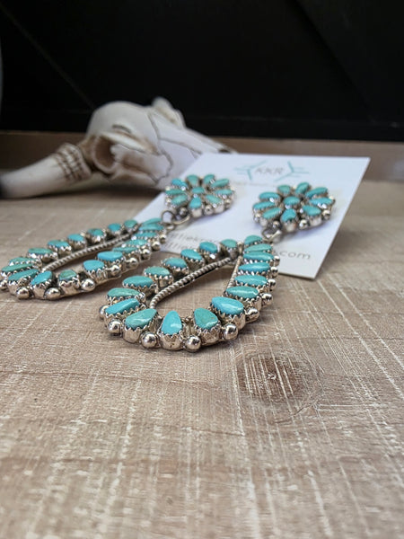 ALICIA WILSON KINGMAN TURQUOISE CLUSTER DANGLE EARRINGS