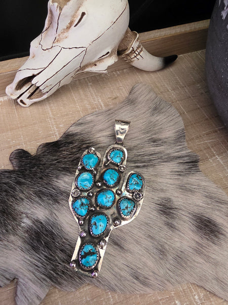 DAVID MORRIS TURQUOISE CACTUS PENDANT