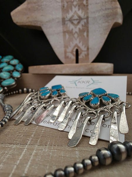 ALICIA WILSON KINGMAN TURQUOISE SILVER PADDLE EARRINGS