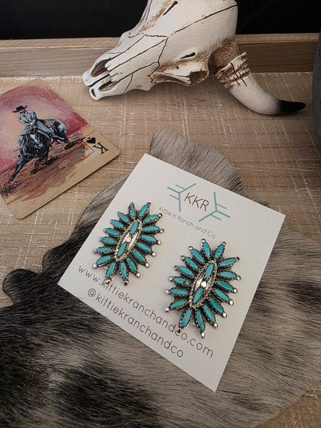 THE ROSEMARY NEEDLEPOINT OVAL CLUSTER STUDS