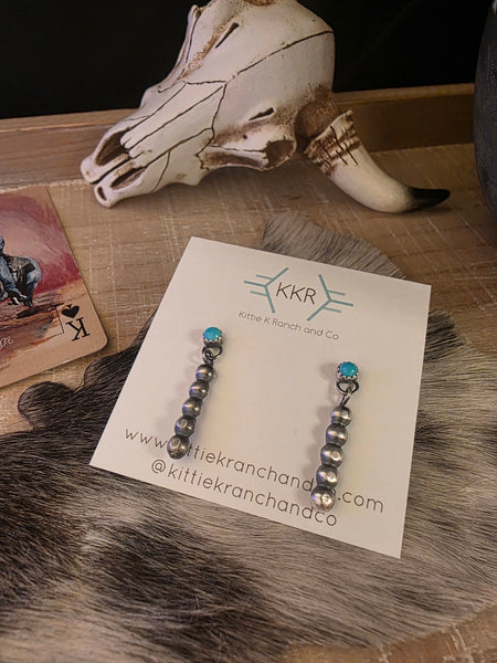 PAULINE NELSON NAVAJO PEARL DANGLE EARRINGS