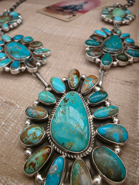 GERALDINE JAMES NUMBER 8 TURQUOISE CLUSTER NECKLACE