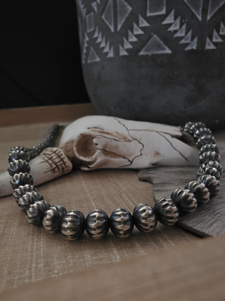 TONISHA HALEY STERLING SILVER HANDMADE STAMPED NAVAJO PEARLS