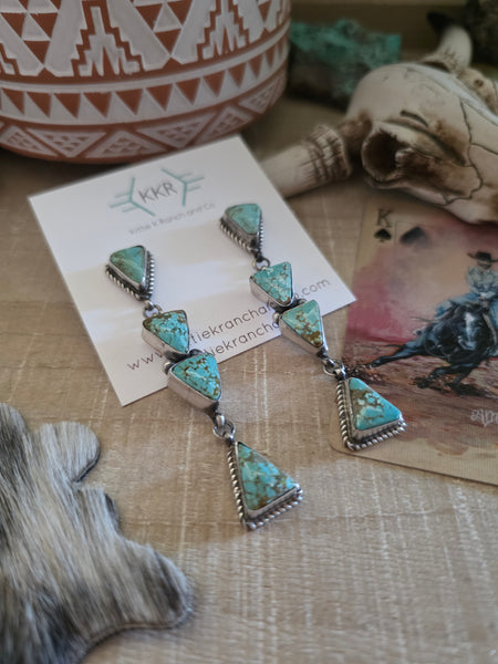 JUDITH DIXON KINGMAN TURQUOISE TRIANGLE DANGLE EARRINGS