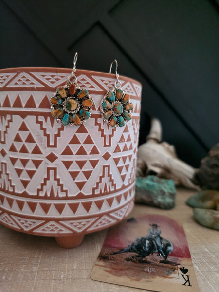 JASON BENALLY CLUSTER MIXED STONE EARRINGS