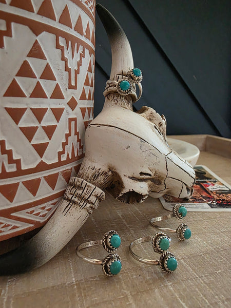 ESTHER WHITE ADJUSTABLE TURQUOISE RING