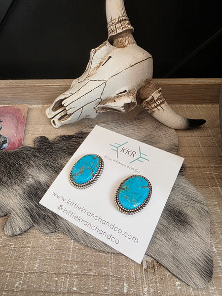 LARRY ETCITTY TURQUOISE STUD EARRINGS