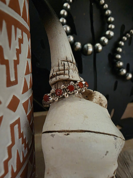 MURRAY HANNAWEEKA STERLING SILVER AND CORAL BAND