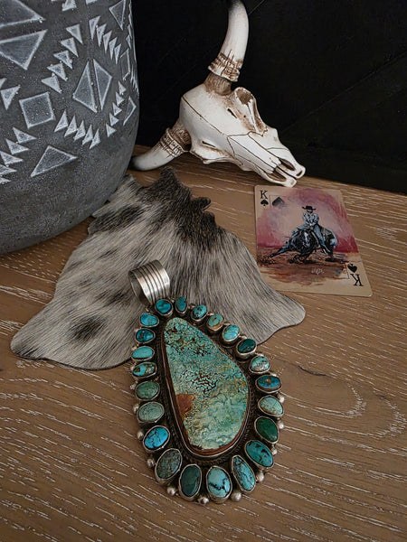 CHARLENE YAZZIE ROYSTON TURQUOISE CLUSTER PENDANT