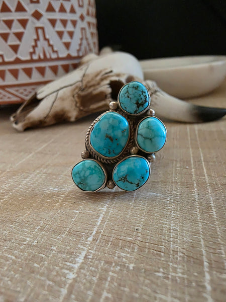 RENELL PERRY CHACO HALF CLUSTER TURQUOISE RING