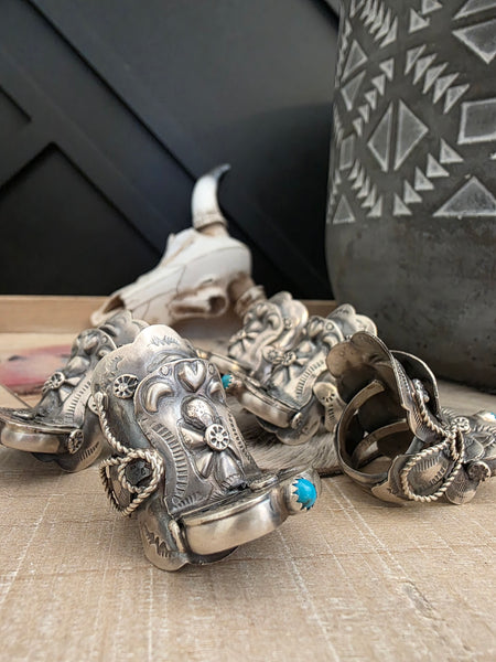 TIM YAZZLE TURQUOISE HORN SADDLE TURQUOISE RING