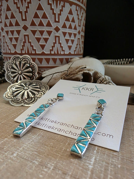 JOLEEN TSETHLIKAI TURQUOISE  DANGLE  EARRINGS
