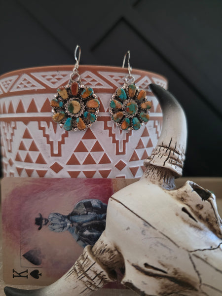 JASON BENALLY CLUSTER MIXED STONE EARRINGS