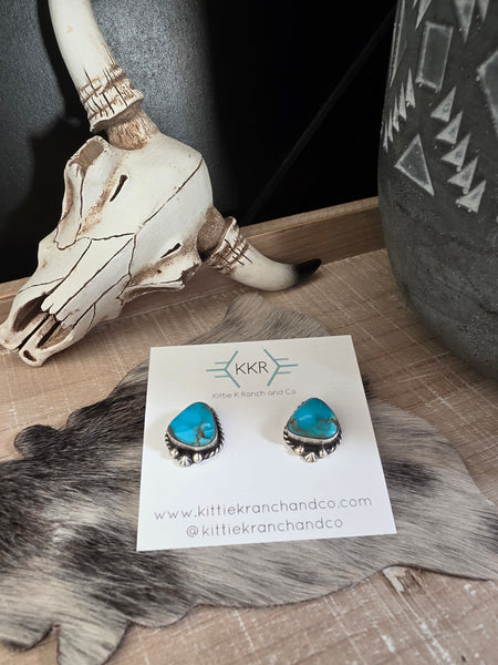 CHASSITY BELONE KINGMAN TURQUOISE NAVAJO STUDS