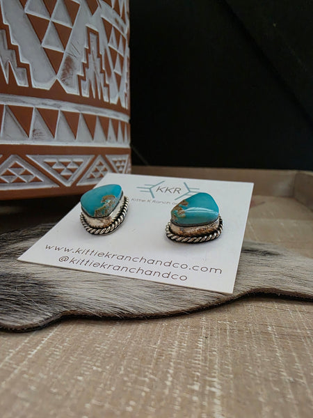 DREAMA YAZZIE KINGMAN TURQUOISE STUDS