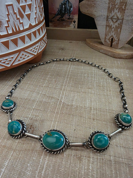 AUGUSTINE LARGO FIVE KINGMAN TURQUOISE STONE CHOKER NECKLACE