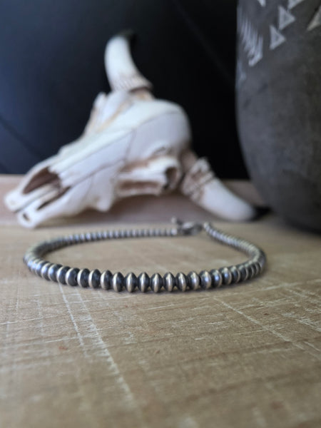 3 MM STERLING SILVER SAUCER NAVAJO PEARL BRACELET