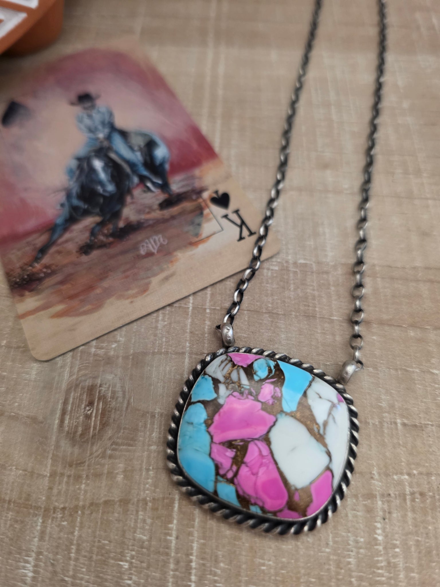THE AUGUSTINE COTTON CANDY LARGE SQUARE BAR NECKLACE