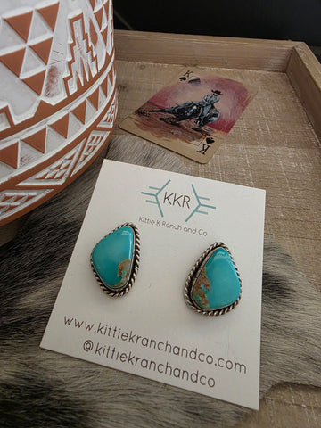 DREAMA YAZZIE KINGMAN TURQUOISE STUDS