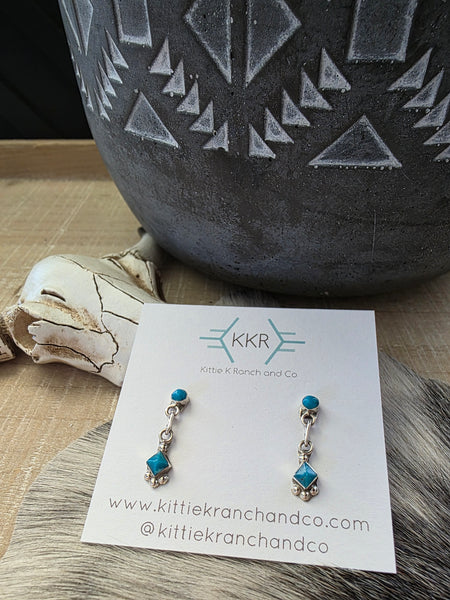 FRED CACHINI TURQUOISE DIAMOND DANGLE EARRINGS