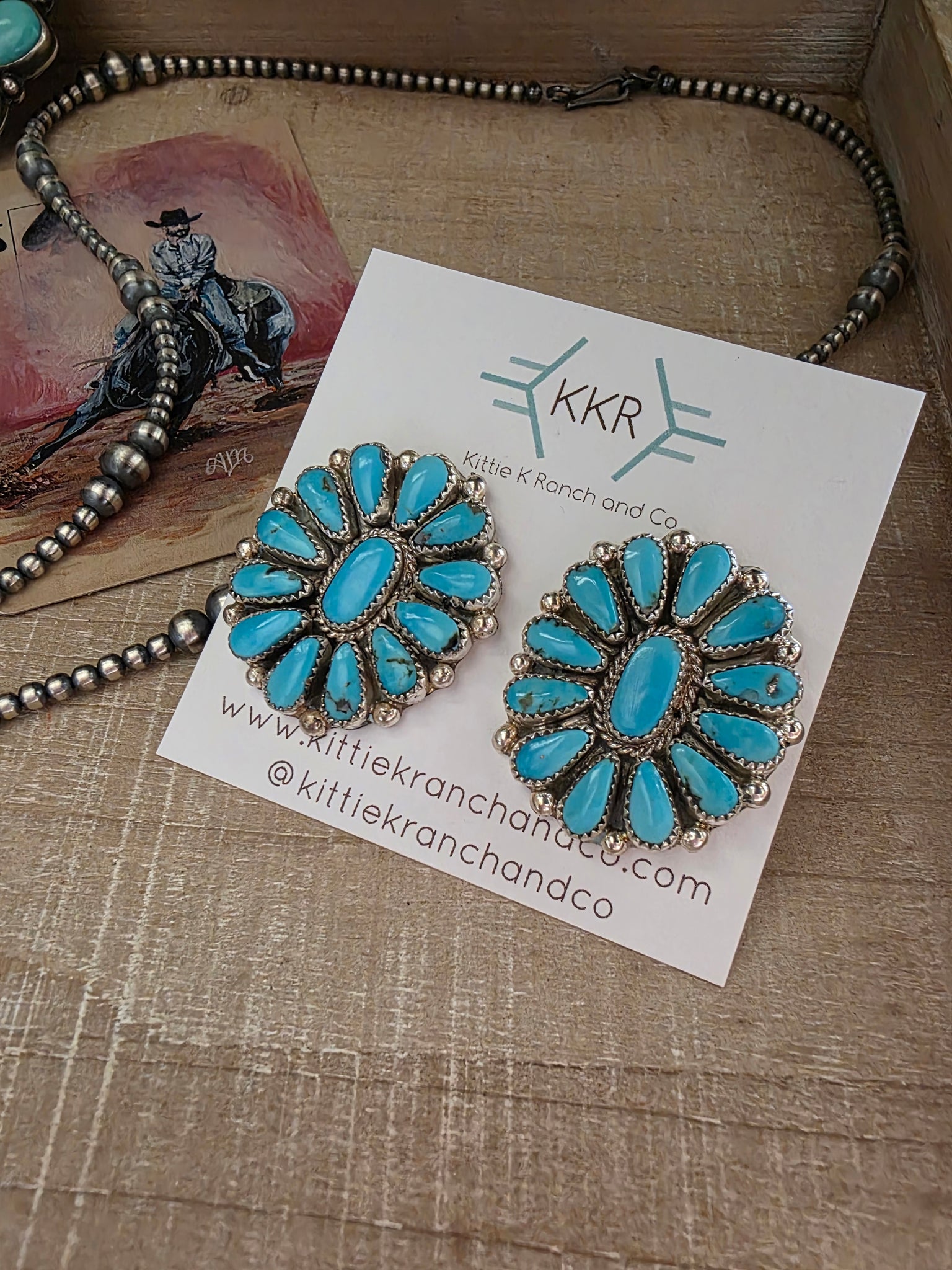 ALICIA WILSON KINGMAN TURQUOISE CLUSTER EARRINGS