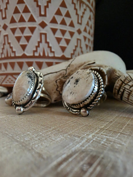 RAYMOND YAZZIE WHITE BUFFALO RING
