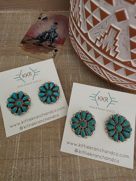 ALICIA WILSON KINGMAN TURQUOISE CLUSTER STUD EARRINGS