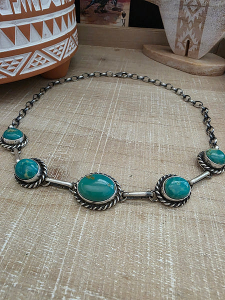 AUGUSTINE LARGO FIVE KINGMAN TURQUOISE STONE CHOKER NECKLACE