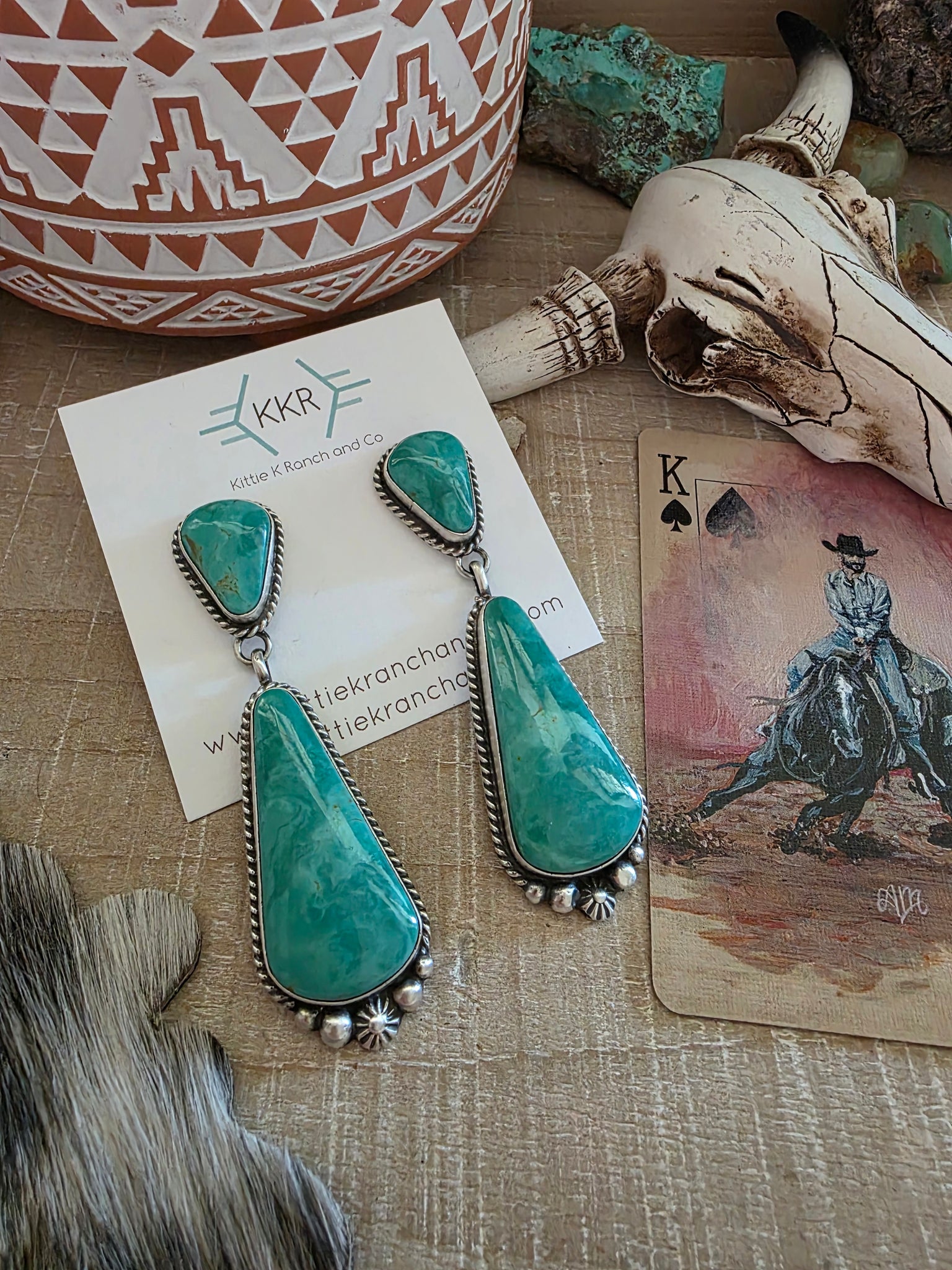 ELOUISE KEE LARGE KINGMAN TURQUOISE DANGLE – Kittie K Ranch and Co