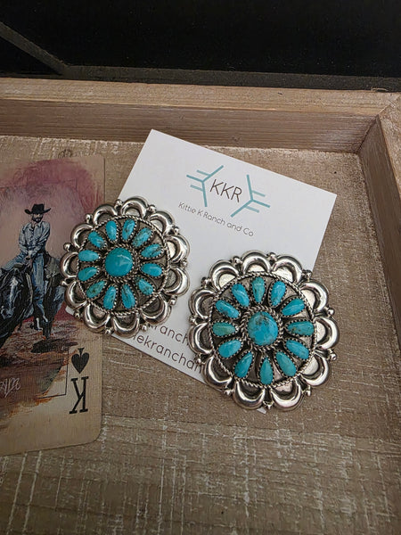 JUSPERT WILSON LARGE TURQUOISE CLUSTER STUDS