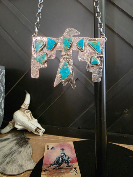 JUDE CANDELARIA ZUNI TURQUOISE THUNDERBIRD NECKLACE