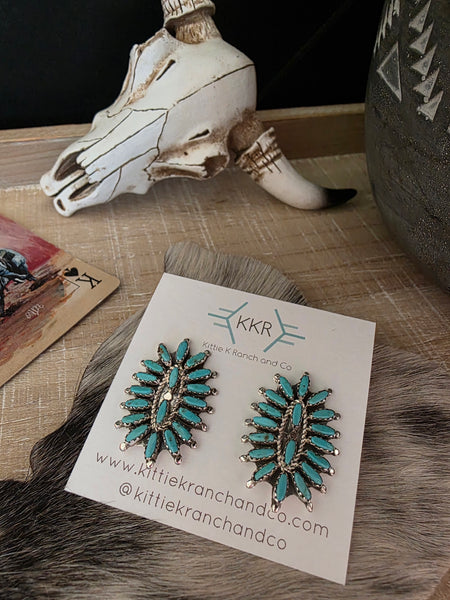 THE ROSEMARY NEEDLEPOINT OVAL CLUSTER STUDS
