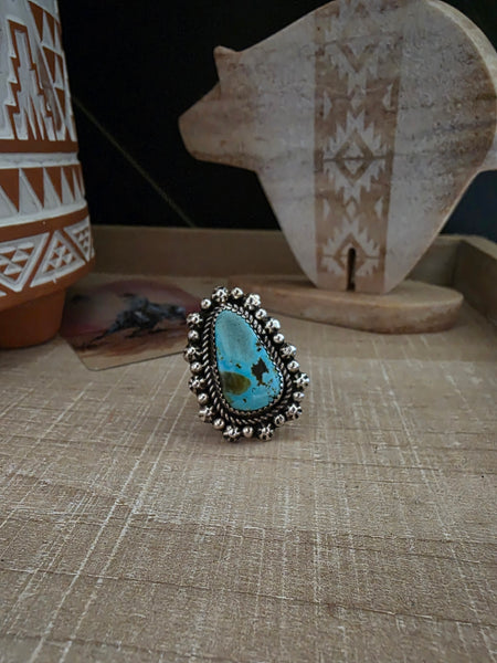 DAVID MORRIS BEAD BORDER TURQUOISE RING