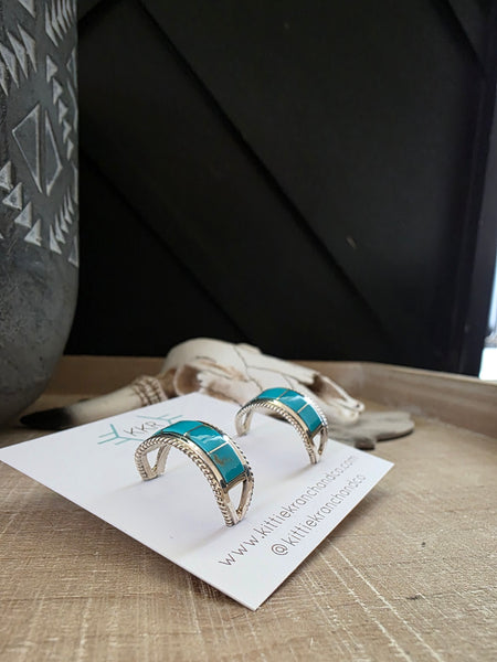 BRUCE JOHNSON TURQUOISE HOOP EARRINGS