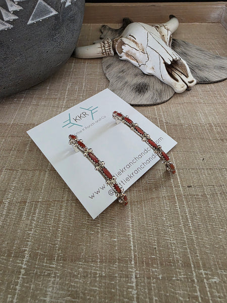 MURRAY HANNAWEEKA CORAL HOOP EARRINGS