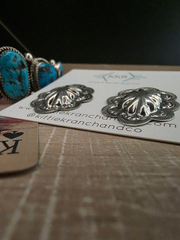 LEVINA BENALLY STERLING SILVER OVAL CONCHO STUDS