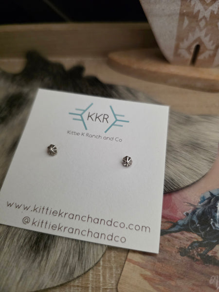 ADRIAN YAZZIE STAMPED STERLING SILVER STUDS