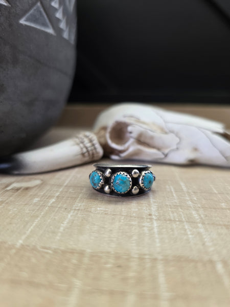 PAUL LARGO THREE TURQUOISE STONE RING