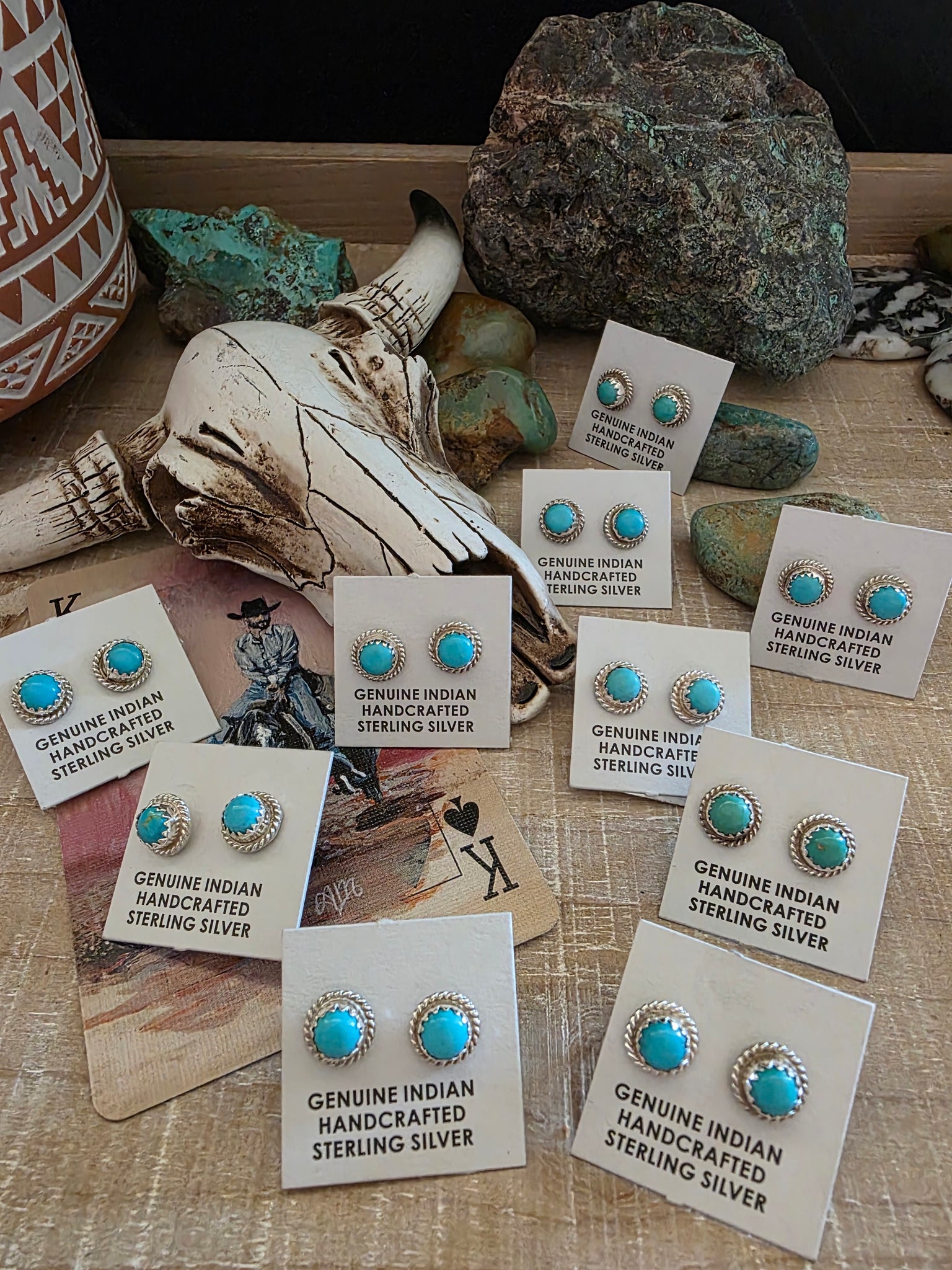ESTHER WHITE TURQUOISE STUD EARRINGS