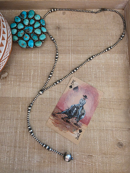 MULTI BEAD STERLING SILVER NAVAJO PEARL LARIAT NECKLACE