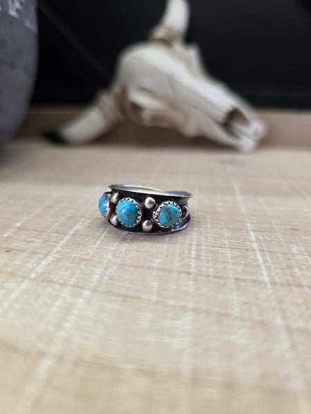 PAUL LARGO THREE TURQUOISE STONE RING