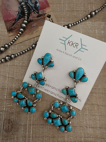 TINA JONES KINGMAN TURQUOISE CHANDELIER WEDDING EARRINGS